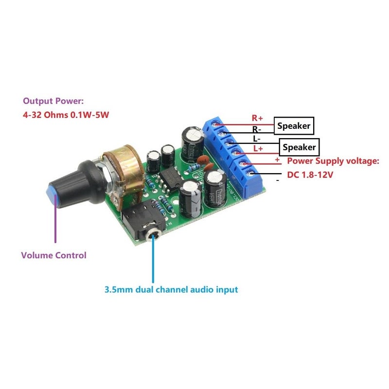 GODIYMODULES 2pcs TDA2822M 2.0 Stereo Dual Channel Amp AUX Audio Amplifier Board DC1.8-12V - Image 2
